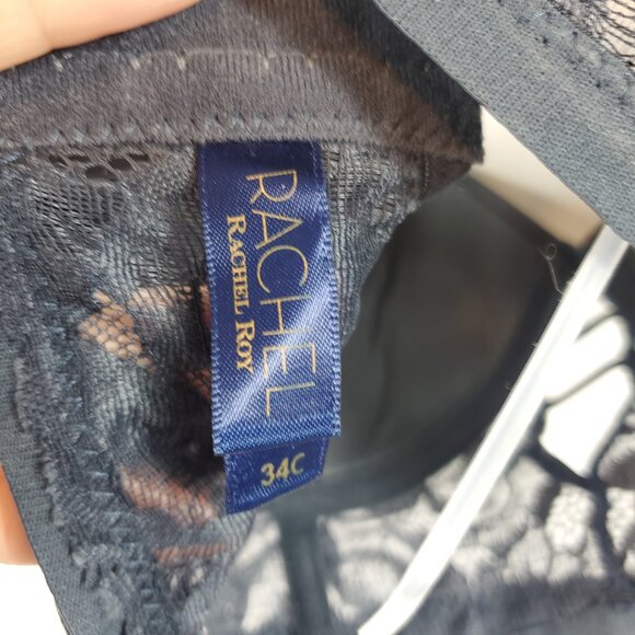 Rachel Roy Navy Blue Luxe Lace Longline Single Bra Sz 34C NWT - Picture 5 of 8